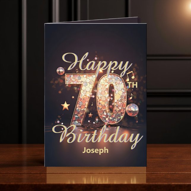 Sparkling Disco Dance 70th Birthday Celebration Card (Creator Uploaded)