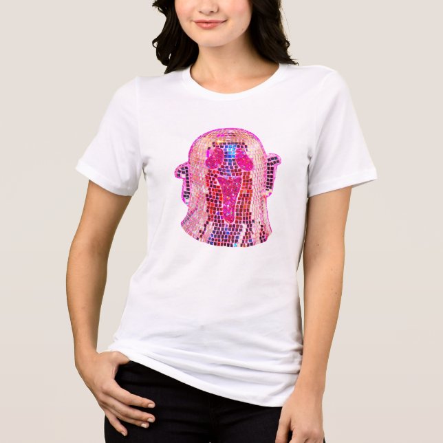 Sparkling Disco Ghost - Retro Halloween Sequin Des Tri-Blend Shirt (Front)