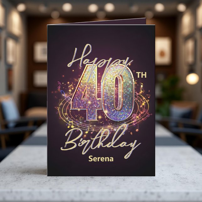 Sparkling Disco Mosaic 40th Birthday Celebration Card (Creator Uploaded)