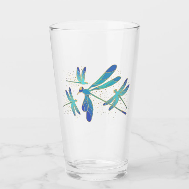 Sparkling Dragonflies Glass (Front)