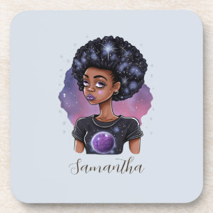Sparkling Elegant Afro Woman Coaster
