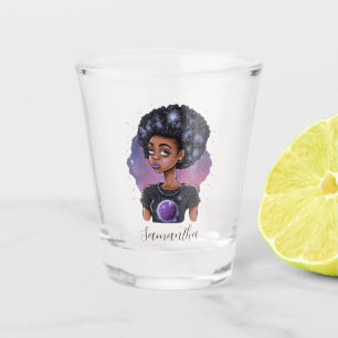 Sparkling Elegant Afro Woman Shot Glass