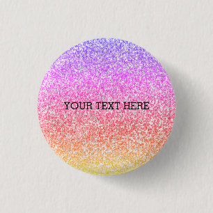 Sparkling elegant girly rainbow colourful cute 3 cm round badge
