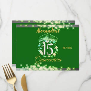 Sparkling Emerald Green Quinceañera Spanish Menu