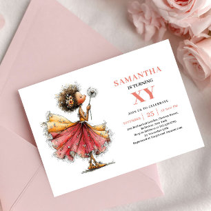 Sparkling Fairy Girl 3rd Birthday Blush Floral  Invitation