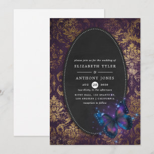 Sparkling Fantasy Vintage Damask Wedding Invitation