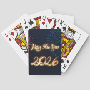 Sparkling Fireworks Happy New Year 2026 Playing Cards