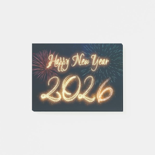 Sparkling Fireworks Happy New Year 2026 Post-it Notes (Front)