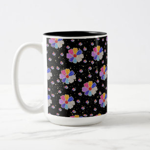 Sparkling Floral Jewel Pattern Two-Tone Coffee Mug
