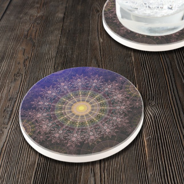 Sparkling flower art in the clear night sky coaster (Creator Uploaded)