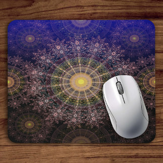 Sparkling flower art in the clear night sky mouse pad