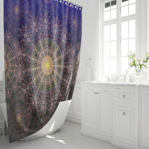 Sparkling flower art in the clear night sky shower curtain