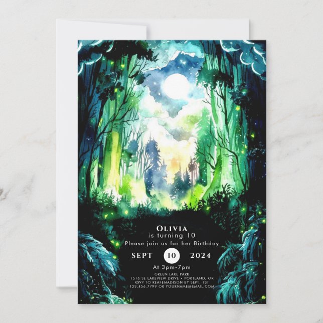 Sparkling Forest Woodland Birthday Invitation (Front)