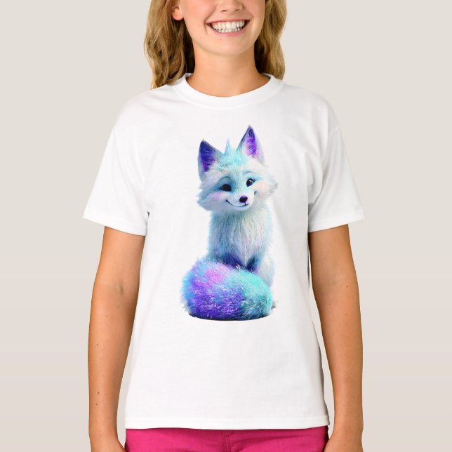 Sparkling Galactic Ice Fox Kids T-Shirt (Front)