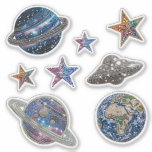 Sparkling Galaxy Diamond Art Sticker Sheet