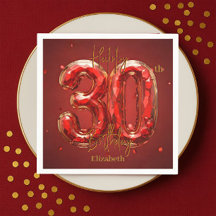 Sparkling Gemstone Ruby and Gold 30th Birthday  Napkin