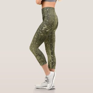 Sparkling Girly Glam Glitter Disco Party Capri Leggings