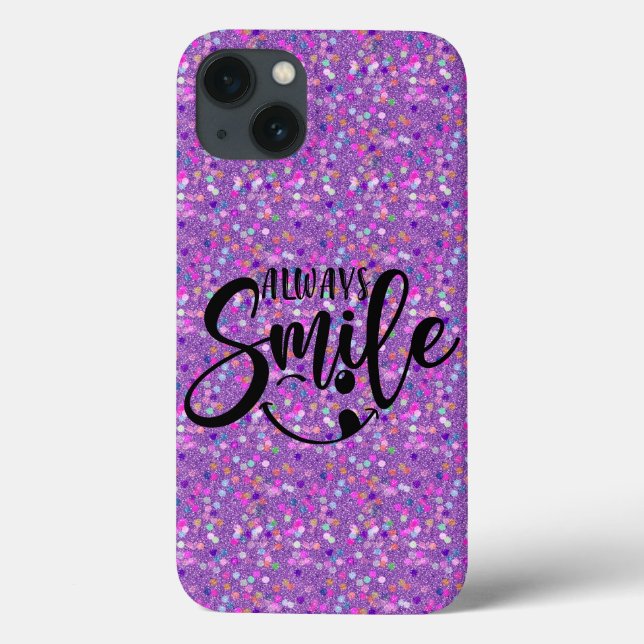 Sparkling Glitter Always Smile - Modern Unique  Case-Mate iPhone Case (Back)