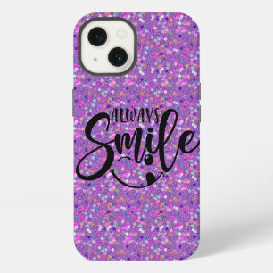 Sparkling Glitter Always Smile - Modern Unique iPhone 13 Case