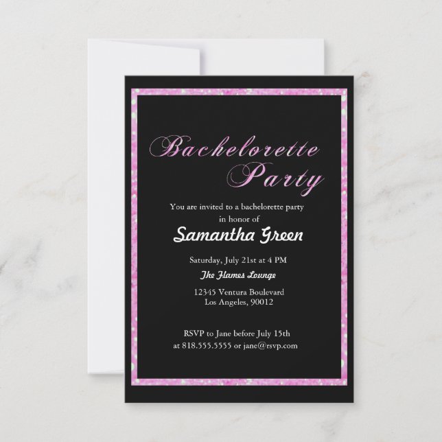 Sparkling Glitter Bachelorette Party Invitation (Front)