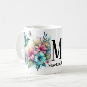 Sparkling Glitter Elegant Hummingbird Monogram Coffee Mug