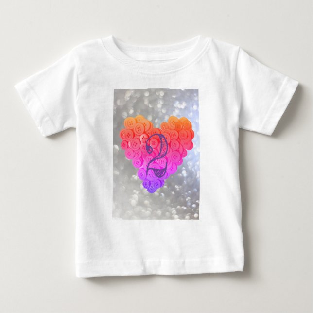 Sparkling Glitter Glamour Heart 2nd Birthday girl  Baby T-Shirt (Front)