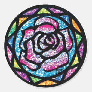 Sparkling Glitter Light Pink Rose Classic Round Sticker