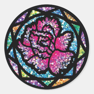 Sparkling Glitter Pink Carnation Classic Round Sticker