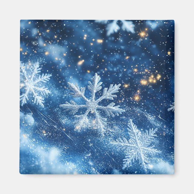 Sparkling Glitter Snowflakes Winter Christmas Magnet (Front)