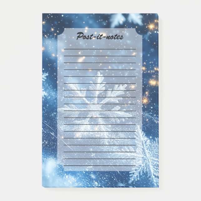 Sparkling Glitter Snowflakes Winter Christmas Post-it Notes (Front)