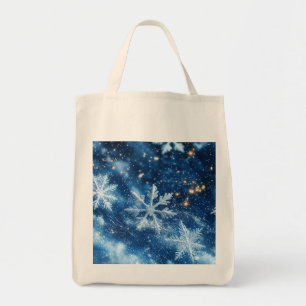 Sparkling Glitter Snowflakes Winter Christmas Tote Bag
