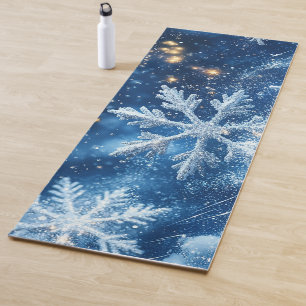 Sparkling Glitter Snowflakes Winter Christmas Yoga Mat