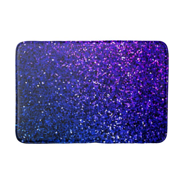 Sparkling Glittery Ombre Blue Colourful Bright Coo Bath Mat (Front)