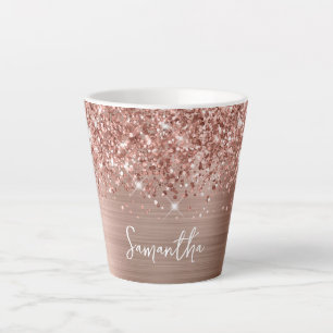 Sparkling Glittery Rose Gold Glam Name Latte Mug