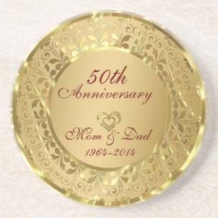 Sparkling Gold 50th Wedding Anniversary Coaster