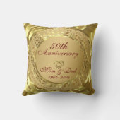 Sparkling Gold 50th Wedding Anniversary Cushion (Back)