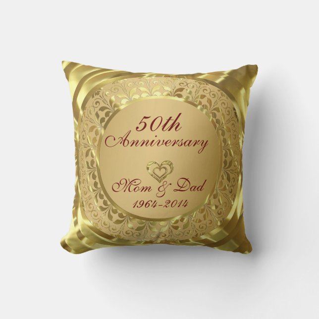 Sparkling Gold 50th Wedding Anniversary Cushion (Front)