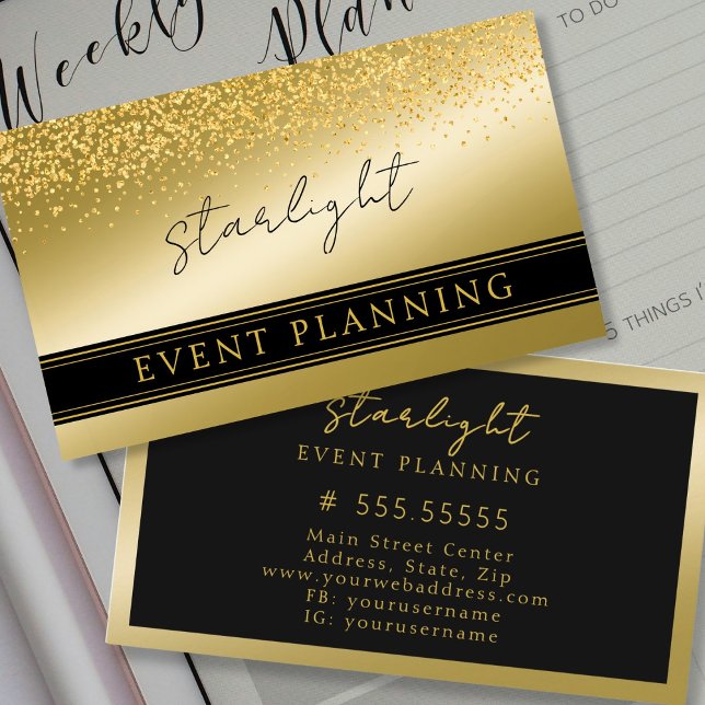 Sparkling Gold and Black Business Card (Creator Uploaded)