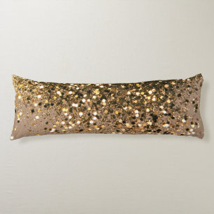 Sparkling Gold Brown Glitter Glam #1 Faux Glitter Body Cushion