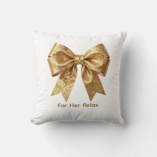 Sparkling Gold Gala Bow - Luxury Elegant Invitatio Cushion