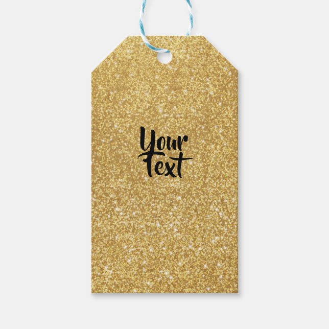 Sparkling Gold Glitter Gift Tags (Front)