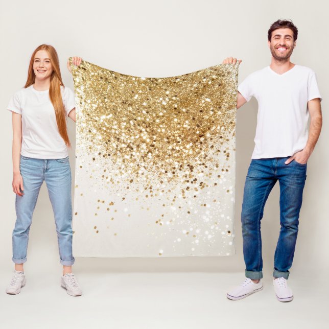 Sparkling Gold Glitter Glam #2 Fleece Blanket (In Situ)