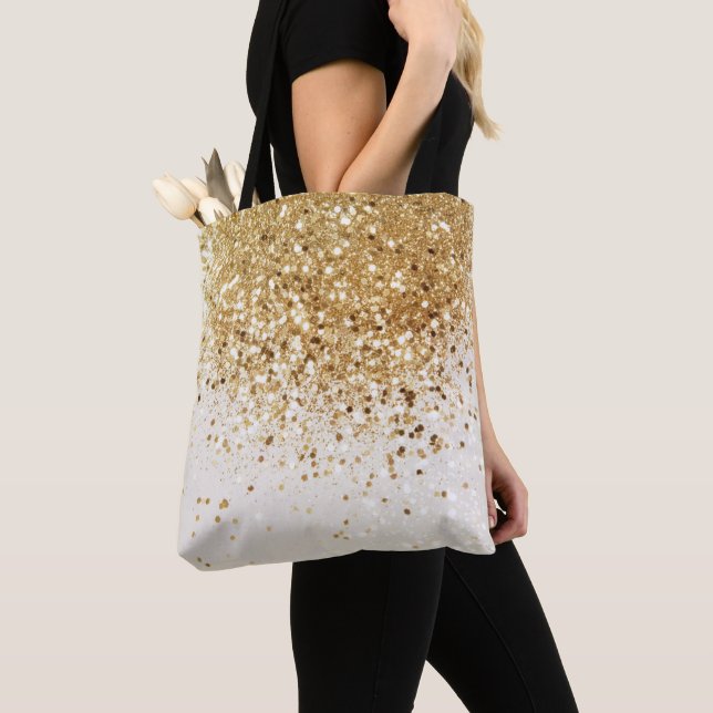 Sparkling Gold Glitter Glam #2 Tote Bag (Close Up)