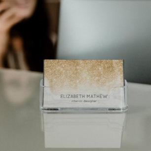 Sparkling Gold Glitter White Marble Gradient Business Card