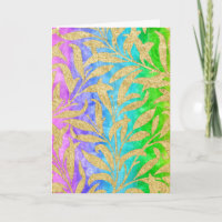 Sparkling gold leaf pattern rainbow of colours