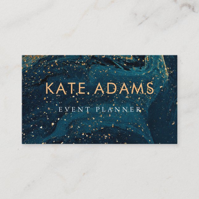 Sparkling Gold Marble Dark Navy Abstract Card (Front)