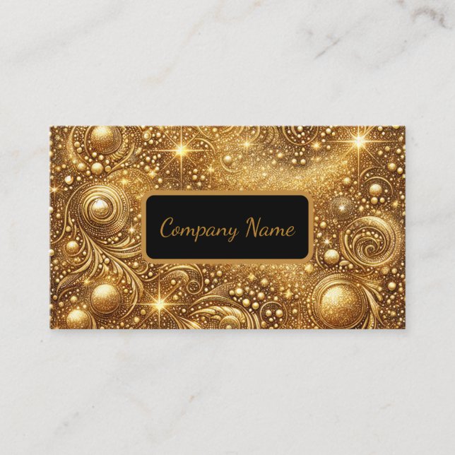 Sparkling Gold Ornate Business Card (Front)
