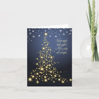 Sparkling gold tree, Christmas Carol Holiday Card