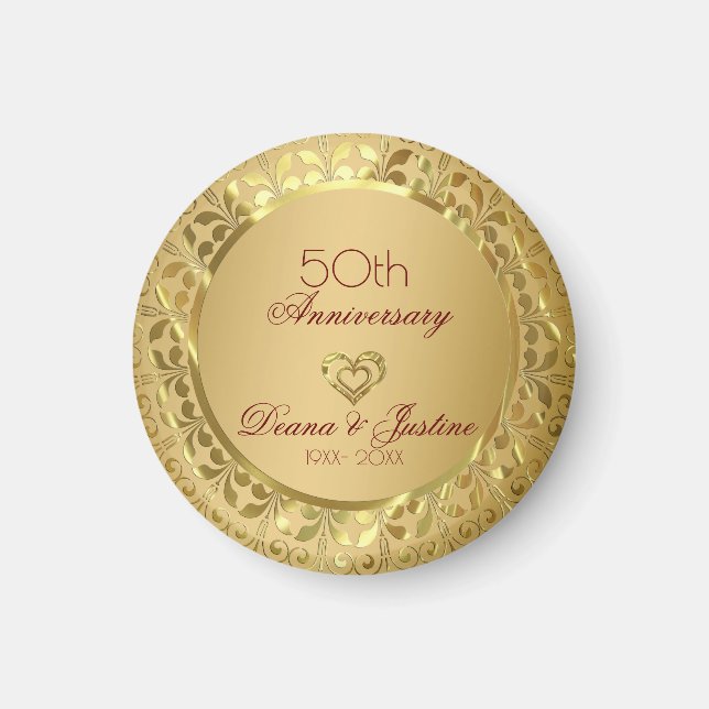 Sparkling Gold Wedding Anniversary Magnet (Front)