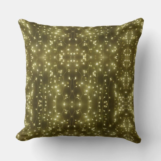 Sparkling Golden Lights Throw Pillow (Front)